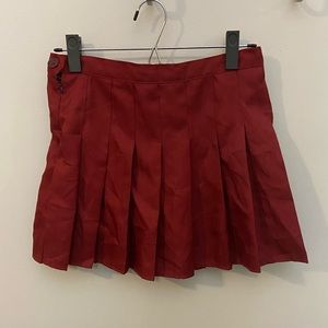 Red Maroon Pleated Tennis Skirt